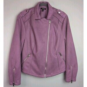 Torrid Suede Moto Jacket Purple Lavender Spring Sz 2 Faux Suede Leather
